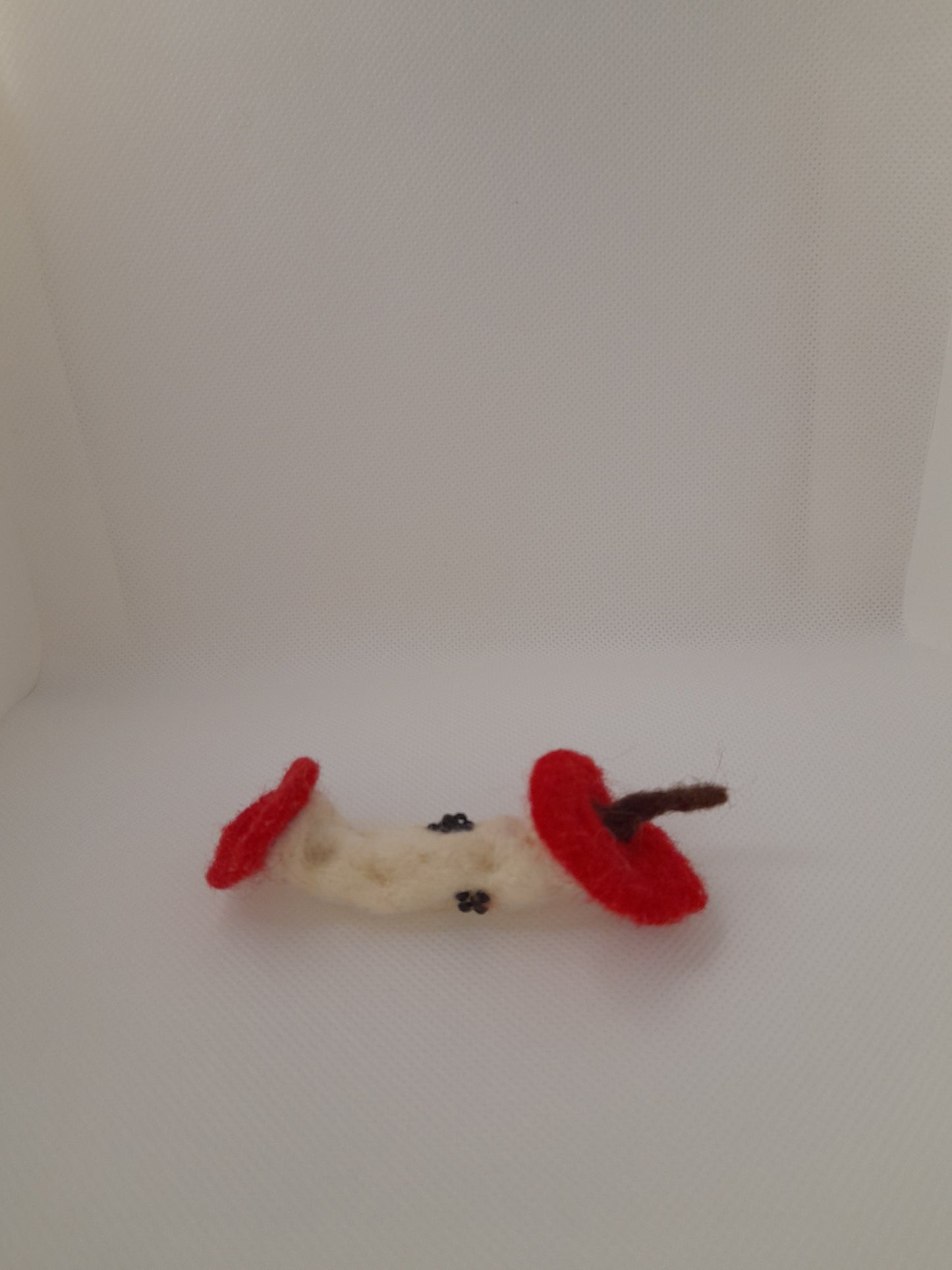 Handmade needle felted eaten apple core brooch/pin