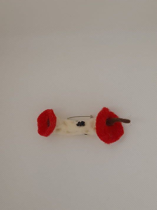Handmade needle felted eaten apple core brooch/pin