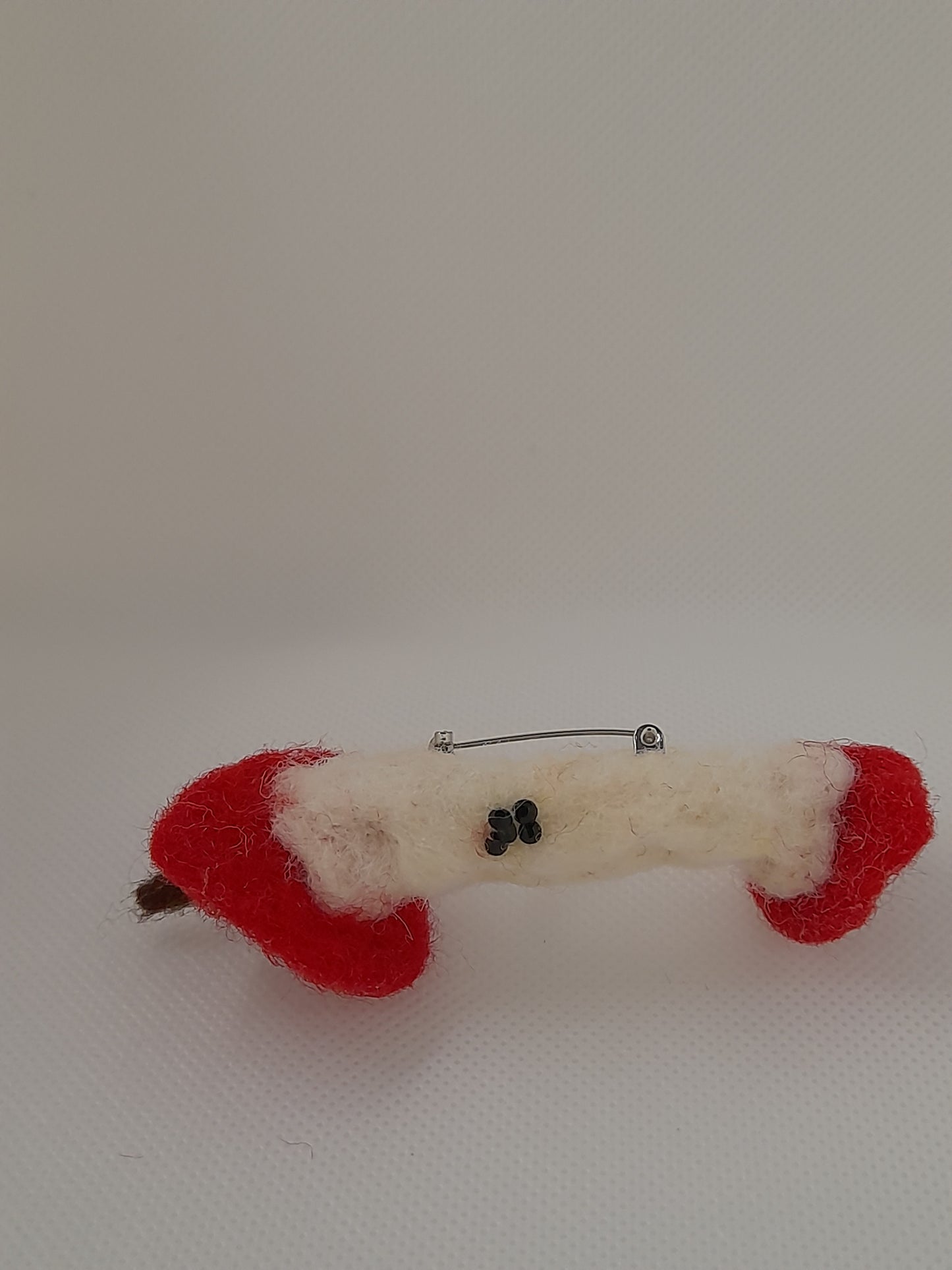 Handmade needle felted eaten apple core brooch/pin