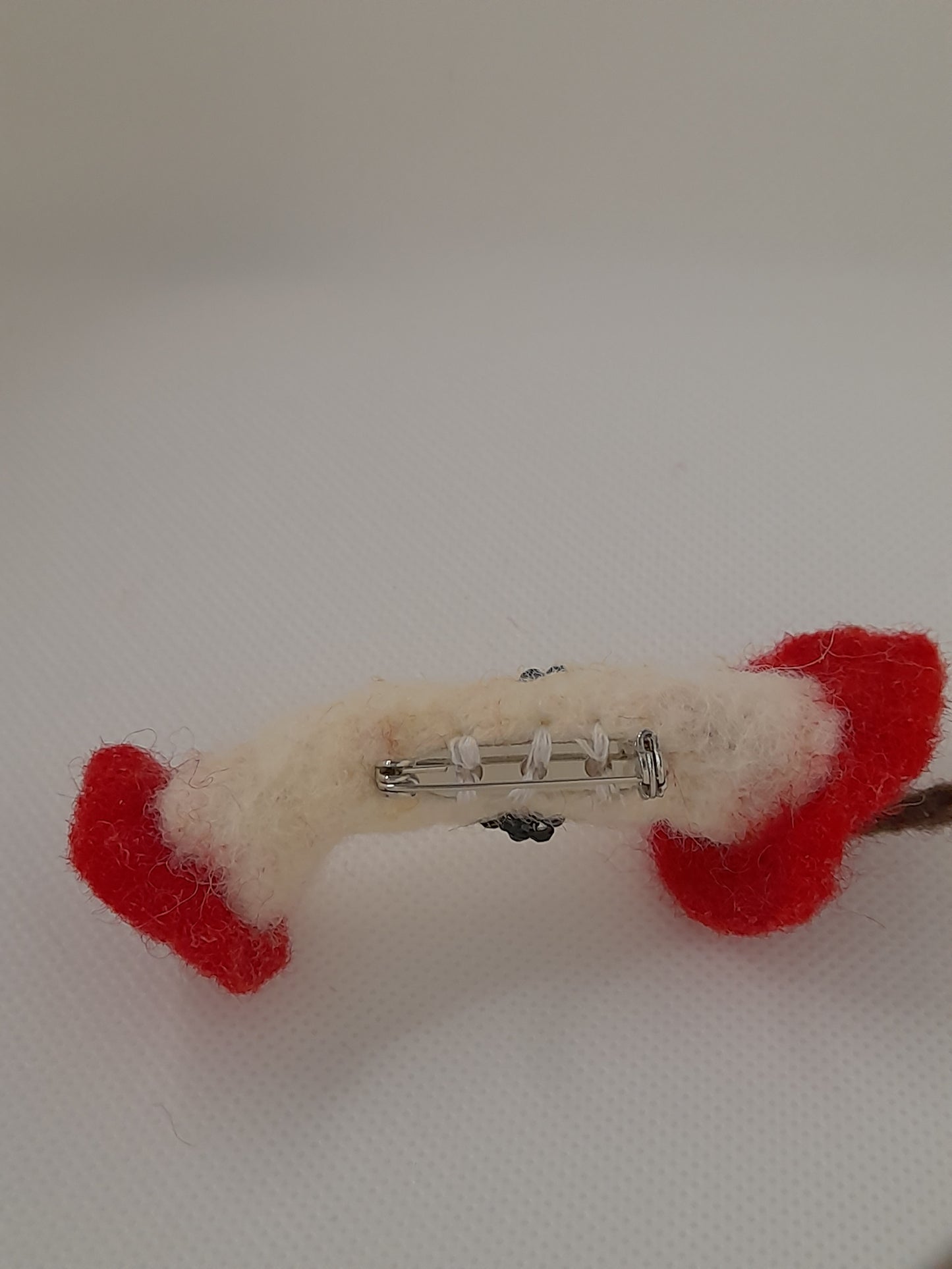 Handmade needle felted eaten apple core brooch/pin