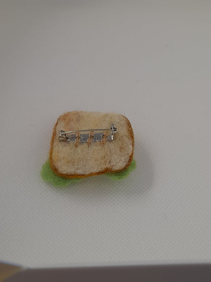 One of a kind needle felted hand made salad open sandwich brooch