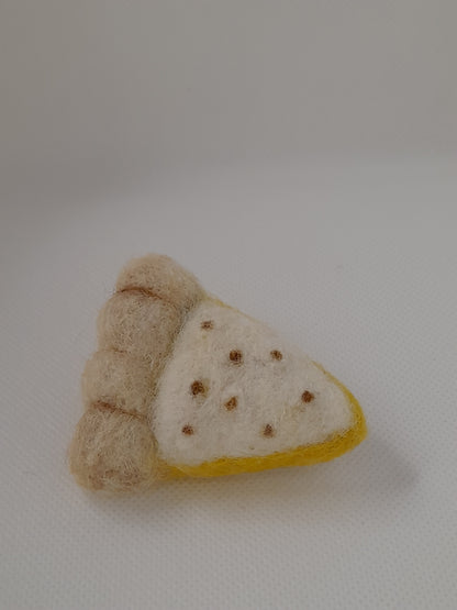 lemon meringue pie handmade needle felted brooch pin