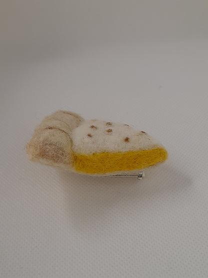 lemon meringue pie handmade needle felted brooch pin
