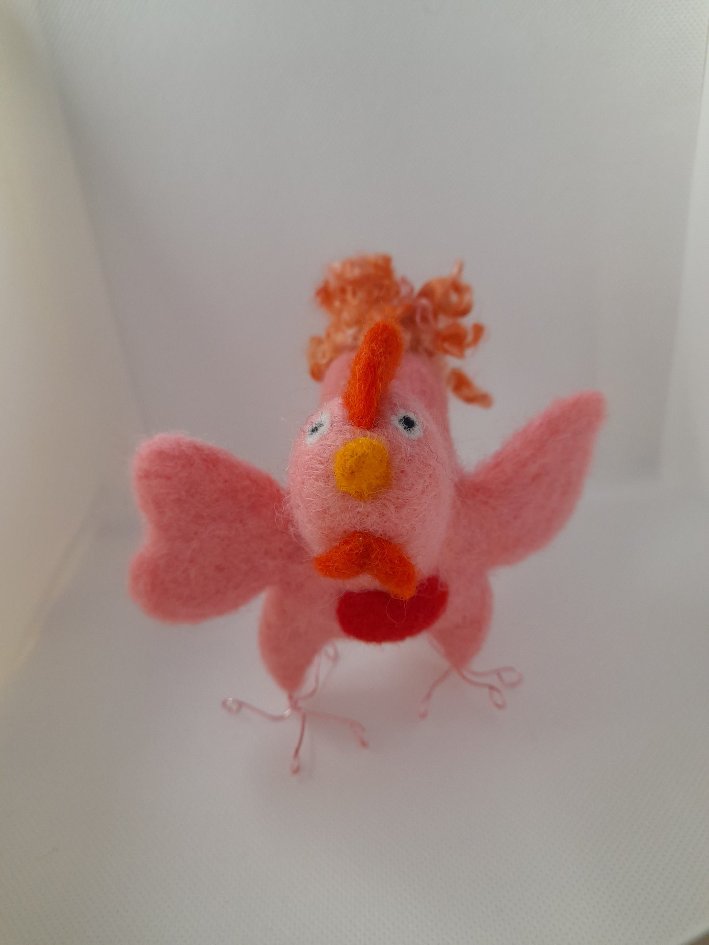 Handmade needle felted valentines chicken ornament