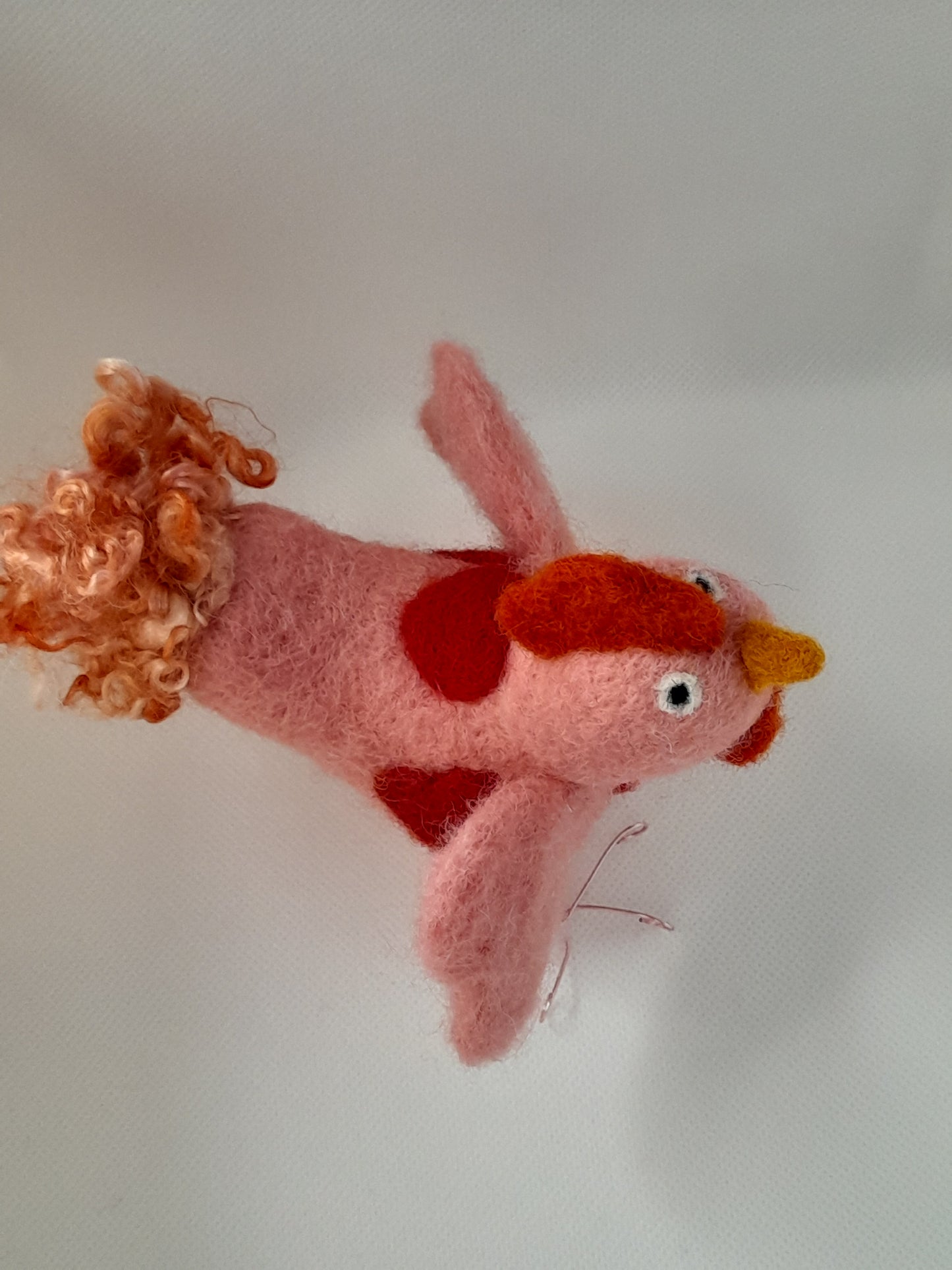 Handmade needle felted valentines chicken ornament