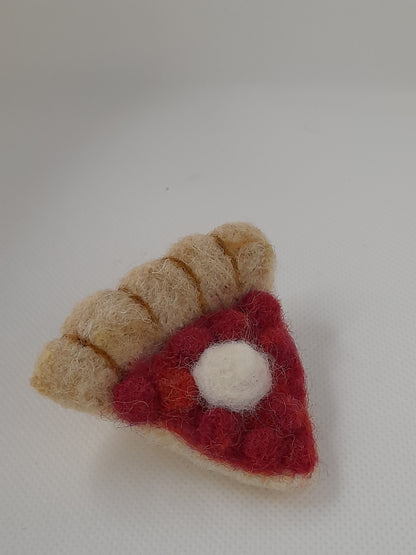 Needlefelted cherry pie brooch.Handmade.