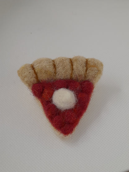 Needlefelted cherry pie brooch.Handmade.