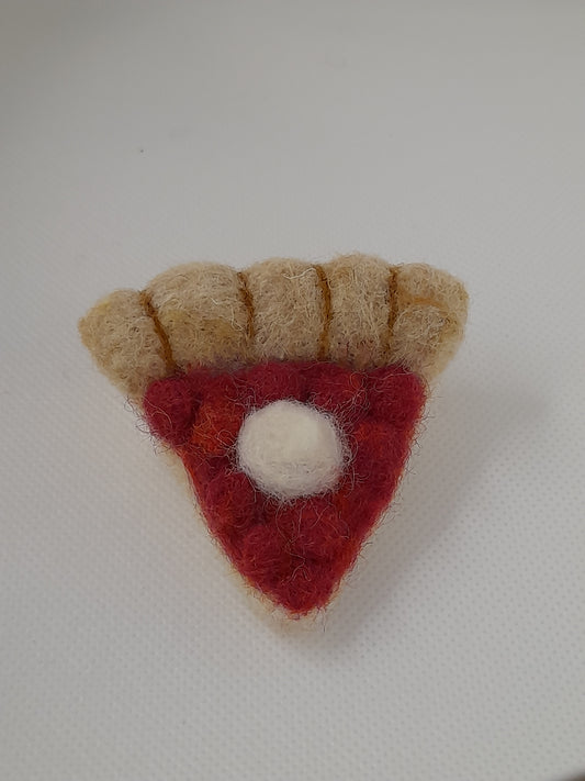 Needlefelted cherry pie brooch.Handmade.