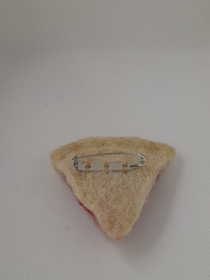 Needlefelted cherry pie brooch.Handmade.